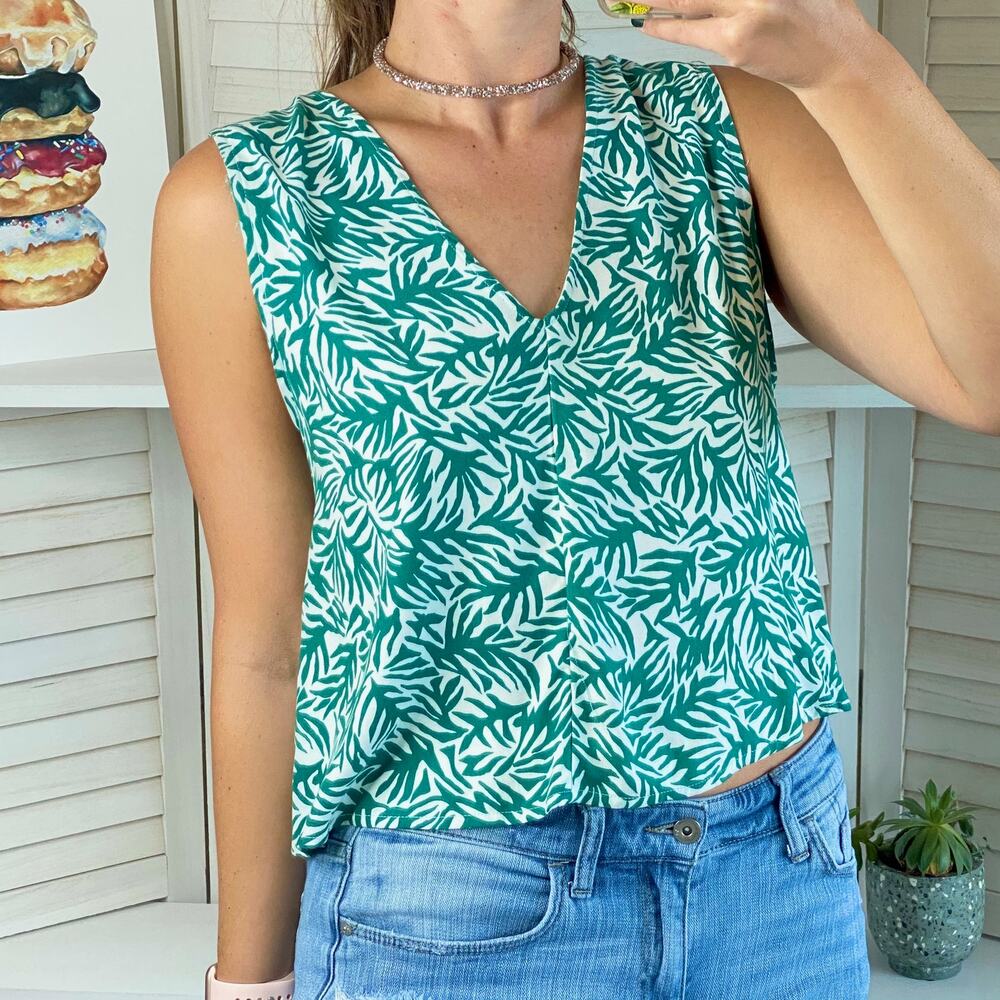 Topshop green sleeveless tie in back top